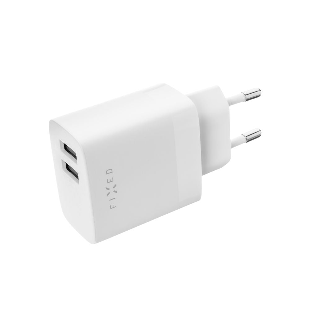 Chargeur de voyage FIXED double USB 17W, Blanc