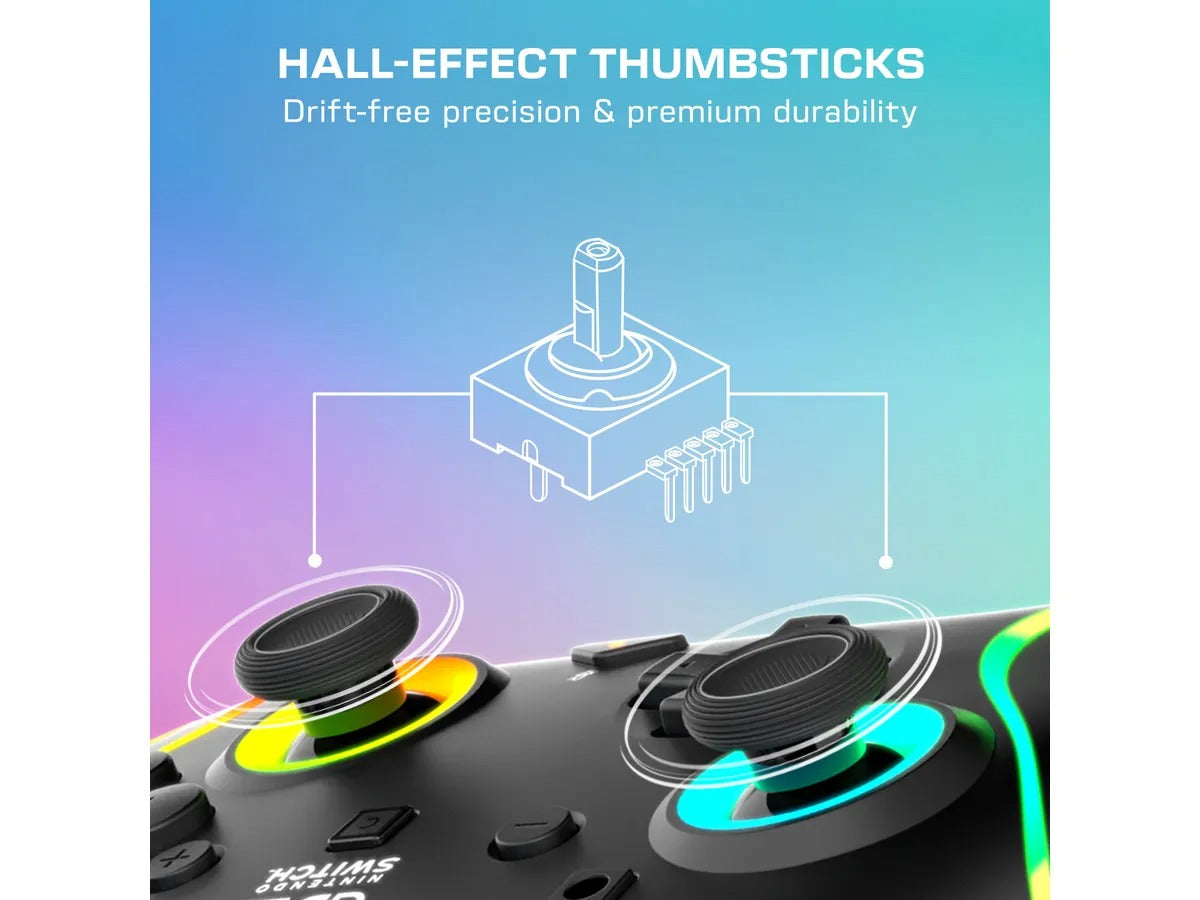 TURTLE BEACH Afterglow Wave Manette Filaire (USB) RGB - Joysticks à Effet Hall, Bouton C pour GameChat, 2 Boutons Arrière Programmables - Nintendo Switch 2 & Switch - Noir