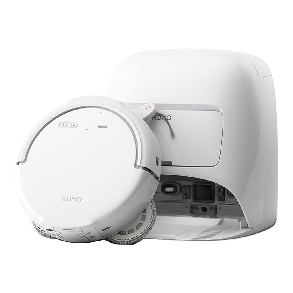 DJI ROMO S Aspirateur Robot Laveur avec Aspiration de 25 000 Pa, Détection de Niveau Drone, Deux Bras Robotiques, Fonctionnement sans Entretien de 200 Jours