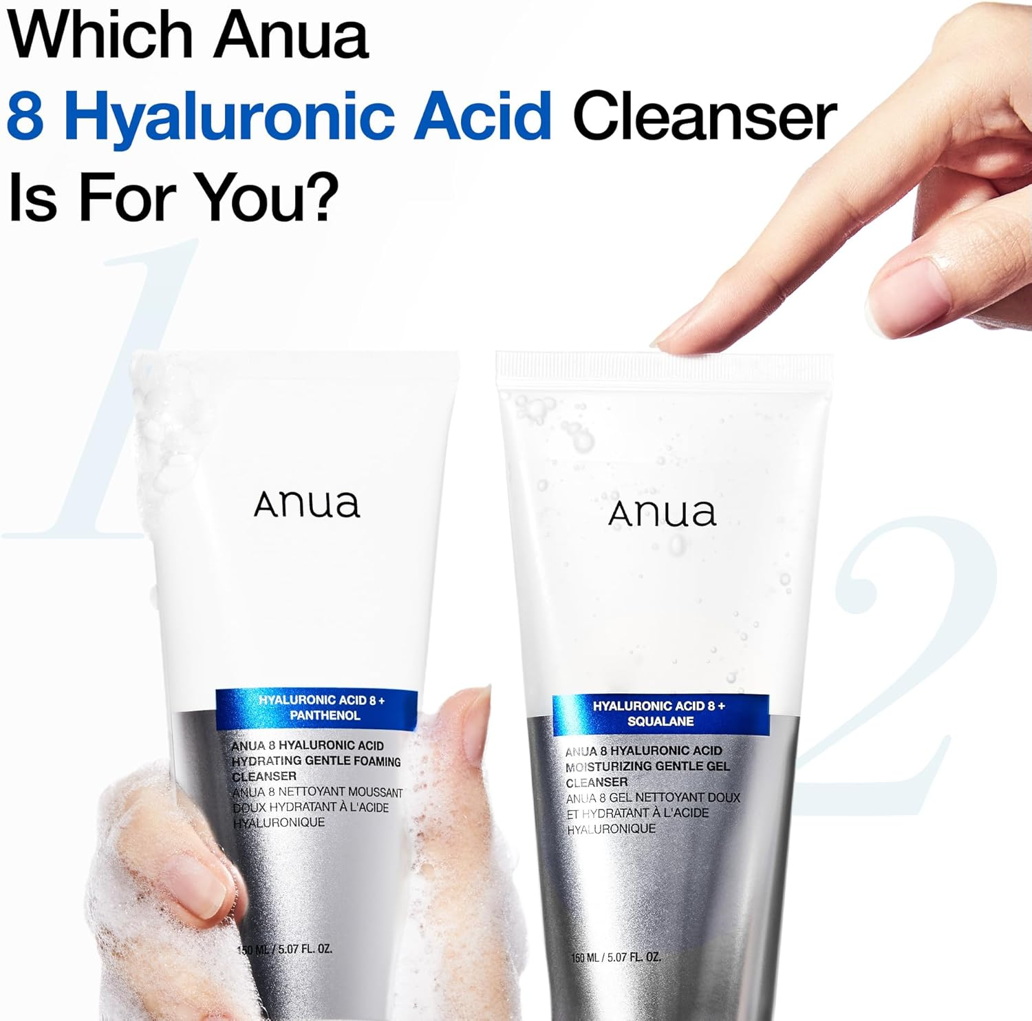 Anua Gel Nettoyant Doux Hydratant aux 8 Types d'Acide Hyaluronique 150