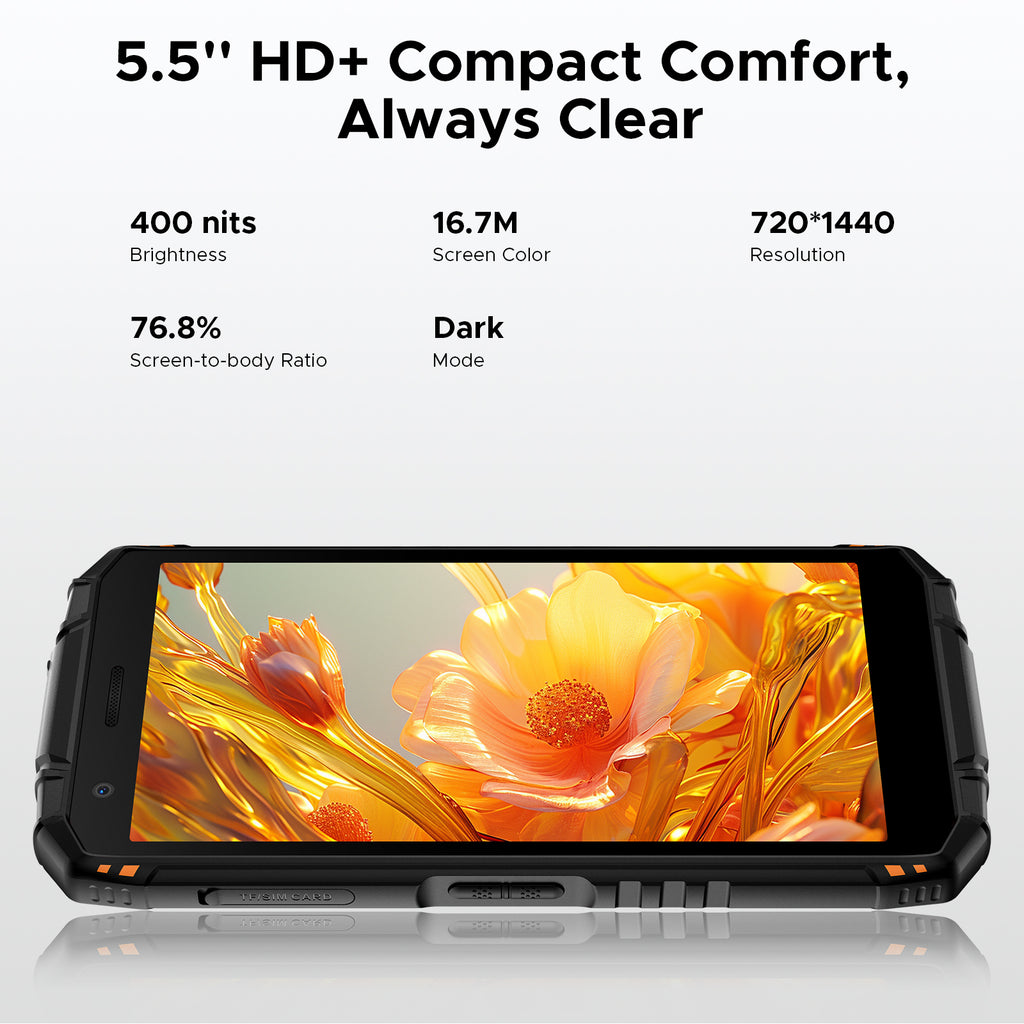 DOOGEE Fire 3 Ultra Smartphone Rugged avec Gemini AI, 8350 mAh, Android 15, 5,5" HD+, Octa-Core, 24 Go + 256 Go, Caméra Vision Nocturne 20 MP, Déverrouillage par Empreinte Digitale, NFC, IP68/IP69K