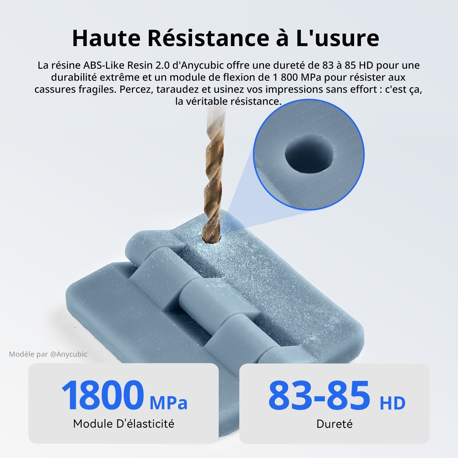ANYCUBIC Résine ABS-Like 2.0, haute résistance et faible retrait pour imprimantes 3D LCD/DLP/SLA - HD gris - 1 kg
