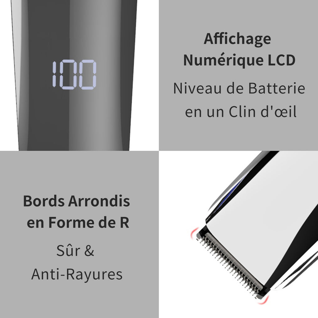 Sparoma Tondeuse à Cheveux pour Homme — Tondeuse Barbe Sans Fil avec Réglage à 10 Niveaux, Lame de Précision 0,1mm, Affichage LCD & Charge en Utilisation, Faible Bruit — FK-302