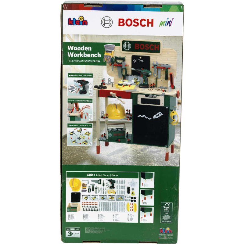 Klein Bosch Établi en Bois 8734 avec Outils Électroniques et Accessoires