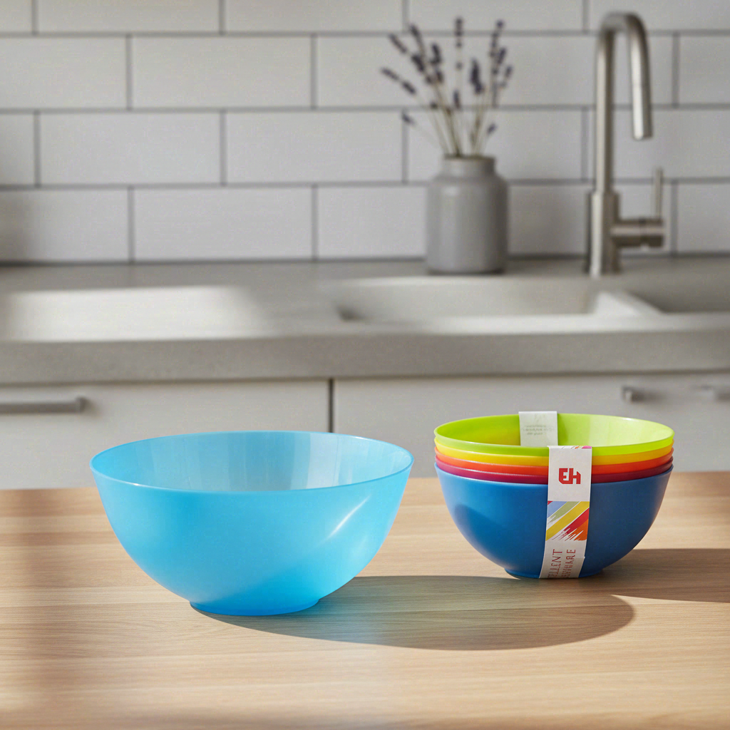 Excellent Houseware Lot de 6 bols ronds en plastique coloré