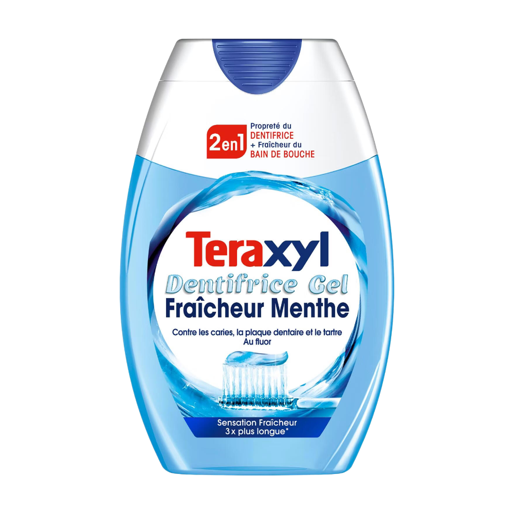 TERAXYL 2 en 1 Dentifrice & Bain de Bouche Gel Menthe Fraîche 1450 ppm Fluor 75 ml