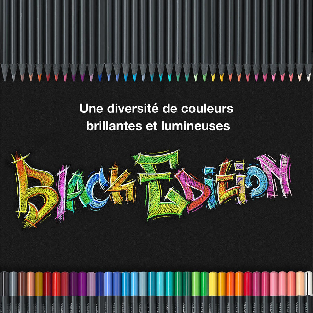 Faber-Castell Crayons de couleur Black Edition, 100 pièces dans une boîte en métal