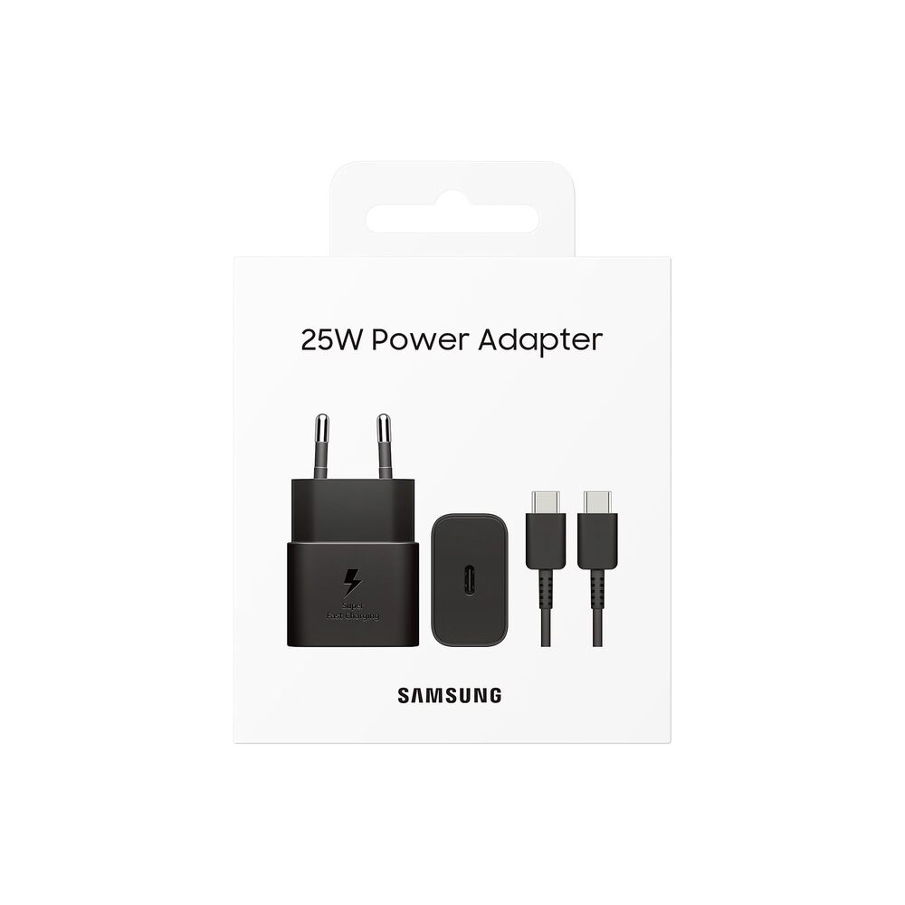 Samsung Adaptateur secteur mural USB-C d’origine à charge super rapide 25 W, Noir