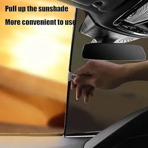 HELLO LEIBOO Store enrouleur de protection solaire rétractable pour vitre de voiture 58 x 125 cm, protection UV, isolation thermique, rideau de protection solaire auto-enrouleur