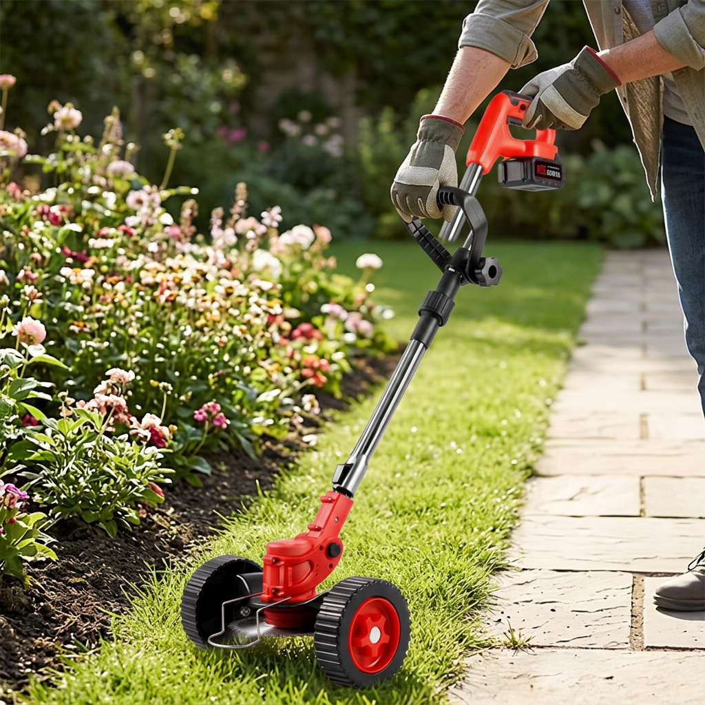 Tondeuse à main manuelle - Lame en acier tranchant rouge Design ergonomique Outil de taille de jardin léger