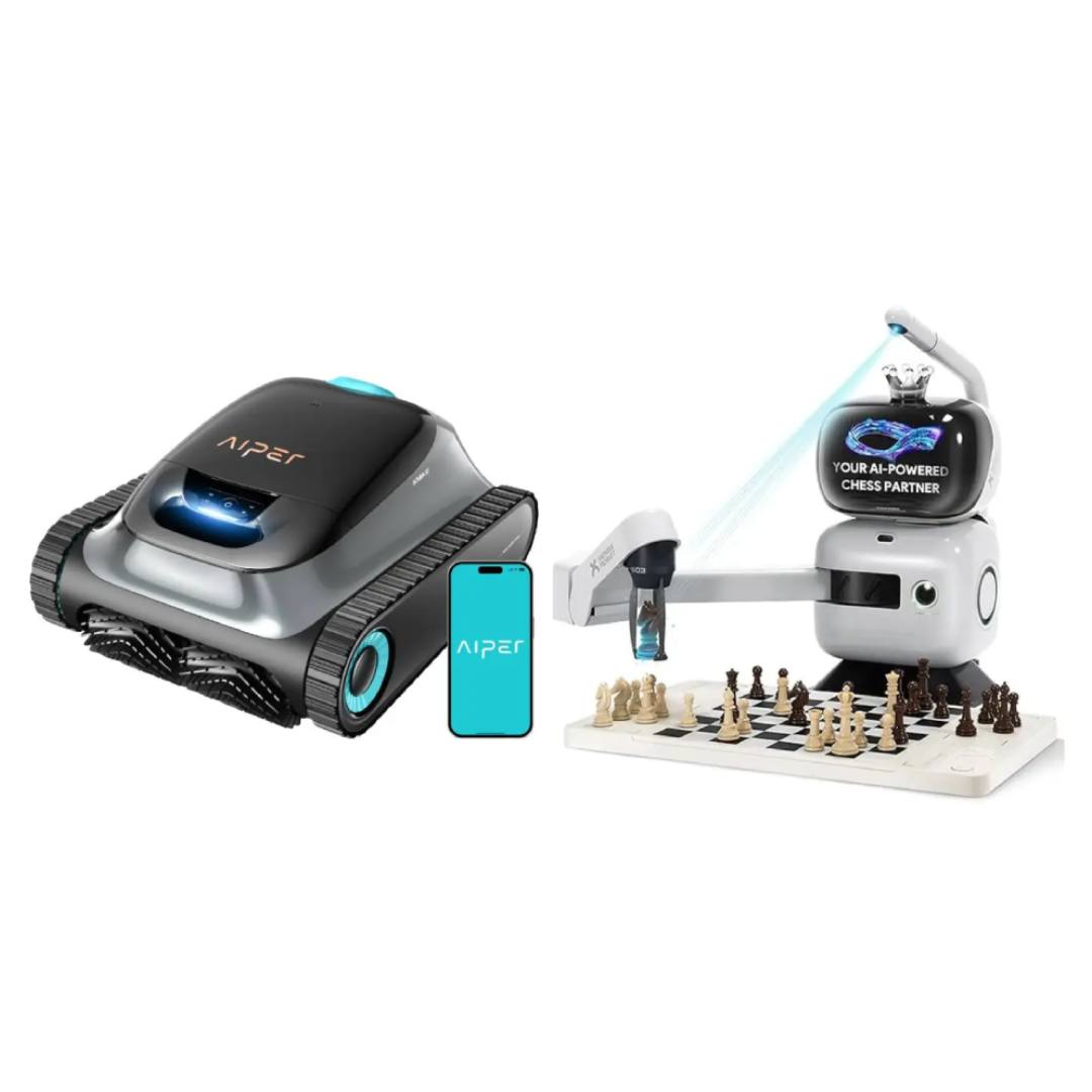 Pack Robot Intelligent : Aiper Scuba S1 Nettoyeur de Piscine + Robot d'Échecs IA SenseRobot avec Bras Robotique, 25 Niveaux IA, Coaching Vocal, Intégration Lichess