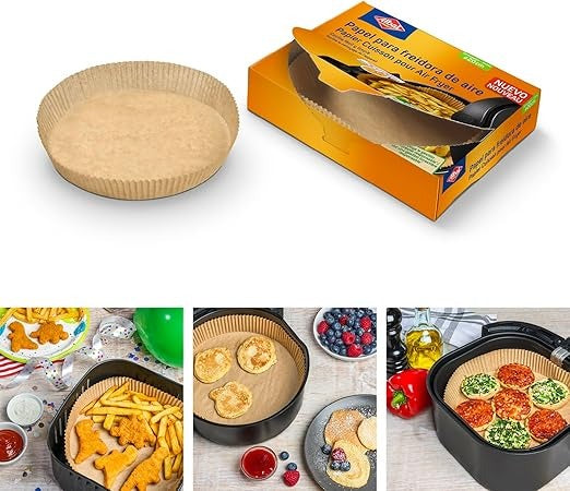 ALBAL Papier Cuisson pour Friteuse à Air, Antiadhésif, Certifié FSC, Diamètre 20 cm, 20 Feuilles