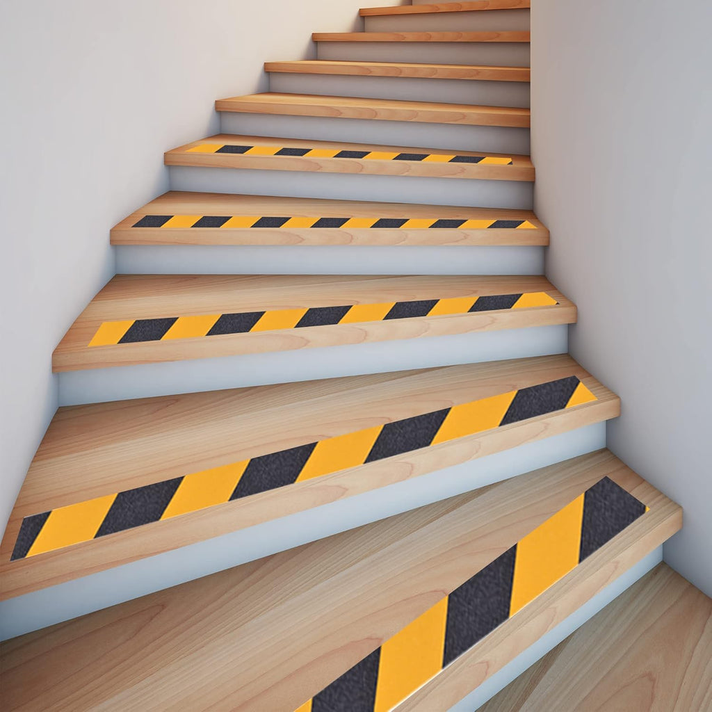 TAPEBEAR Ruban de sécurité 2 po x 60 pi Noir/Jaune Ruban adhésif antidérapant pour marches et escaliers intérieurs et extérieurs Étanche Forte adhérence Compatible avec plastique