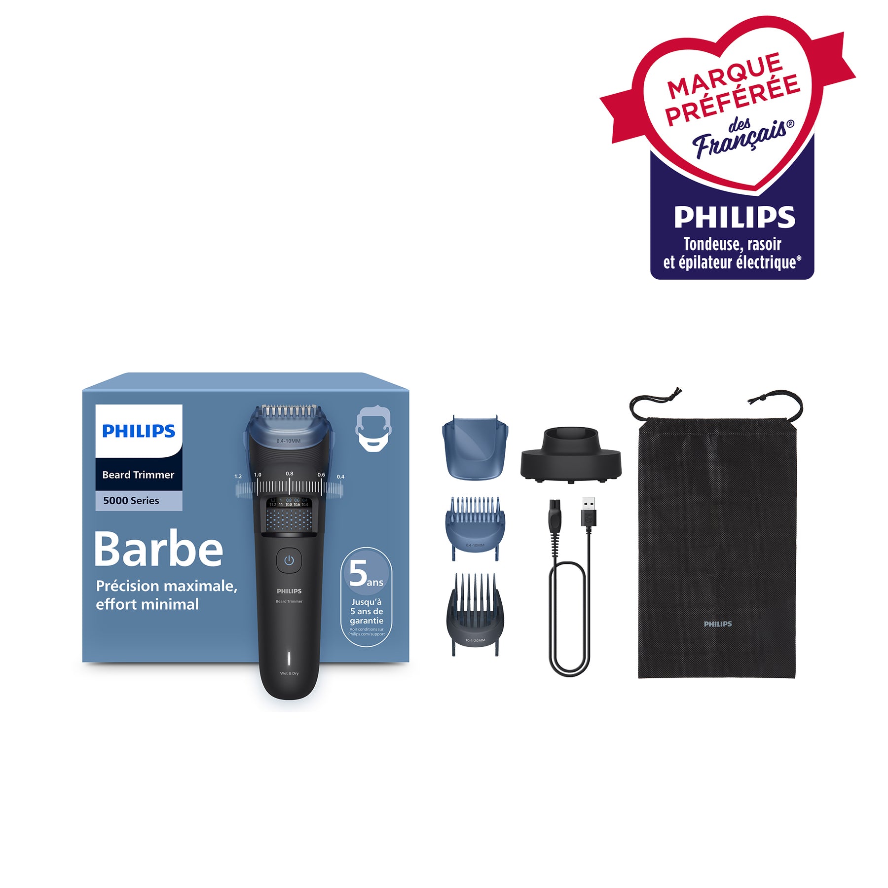 Philips Series 5000 BT5780/15 Tondeuse à barbe avec aspiration intégrée, 40 hauteurs de coupe, lames auto-affûtées, étanche, entretien facile - Noir