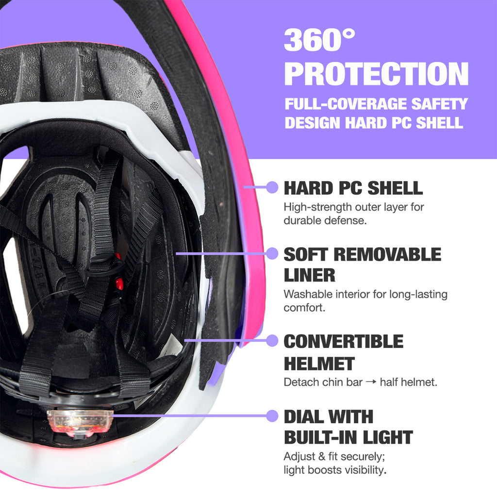RoyalBaby Casque intégral, Rose, Poids net 0,75 kg