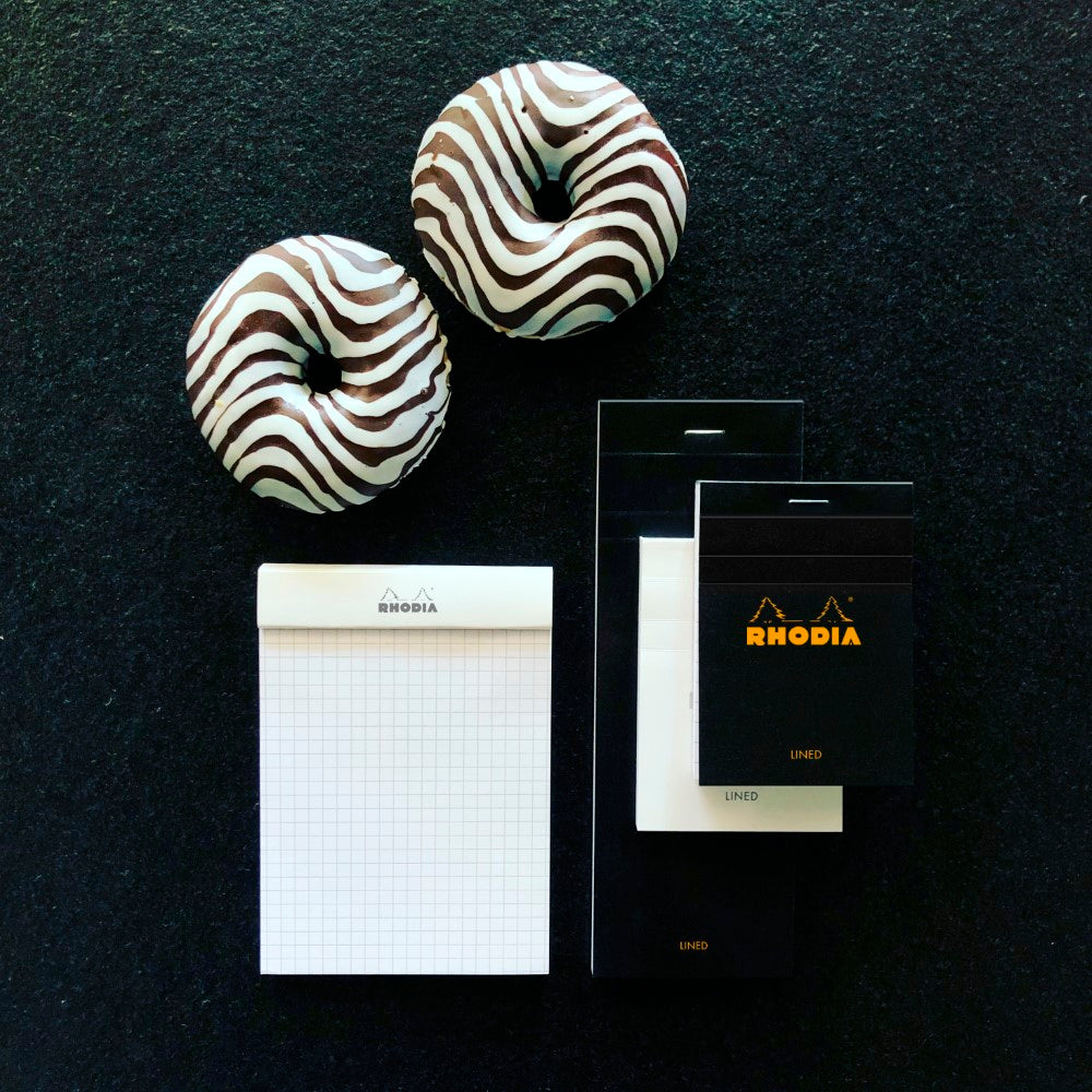 CLAIREFONTAINE Bloc agrafé Rhodia BLACK N°8 7,4x21 cm 80 feuillets petits carreaux 5x5 80 g