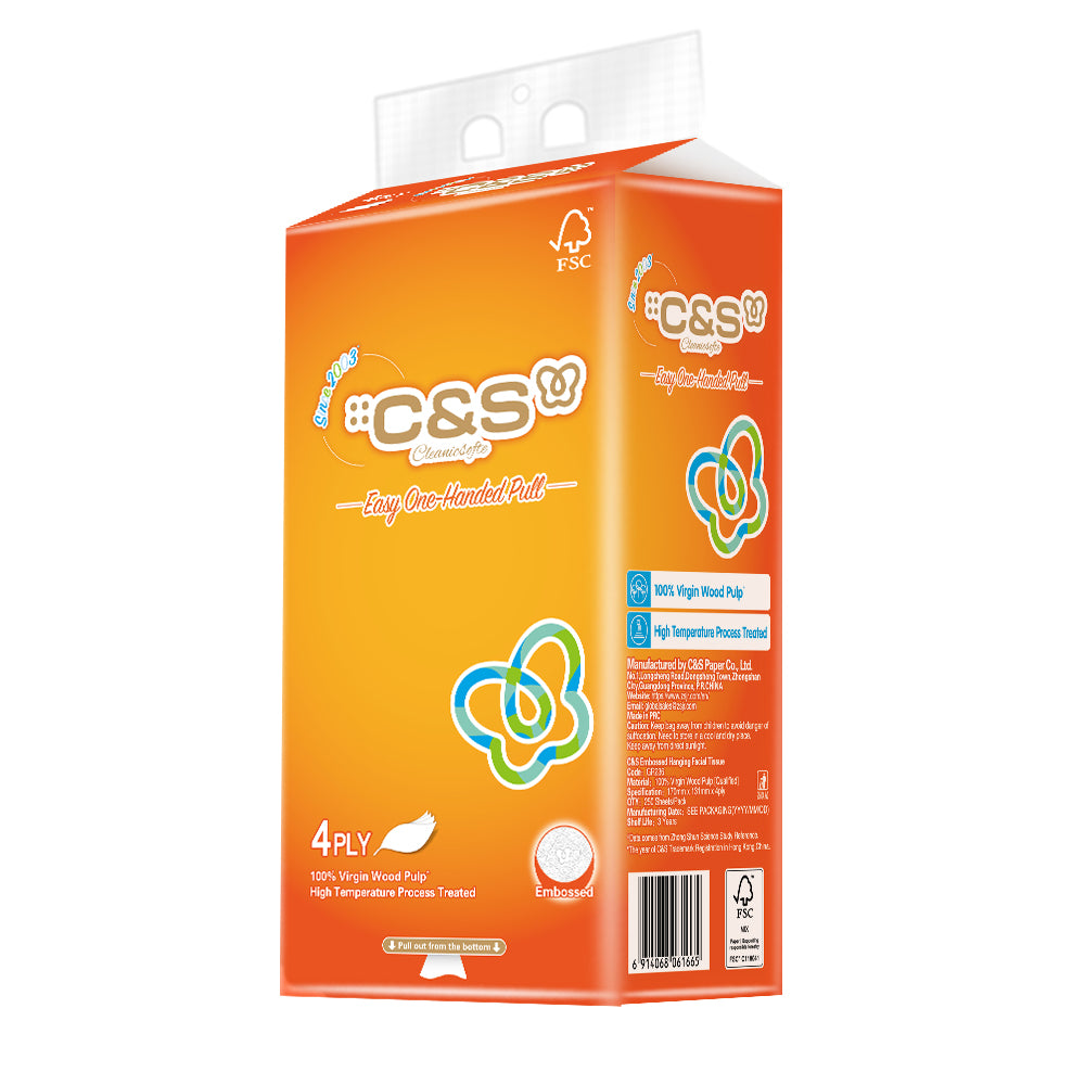C&S Mouchoirs pour visage 4 couches 70 % matière certifiée FSC - 250 feuilles