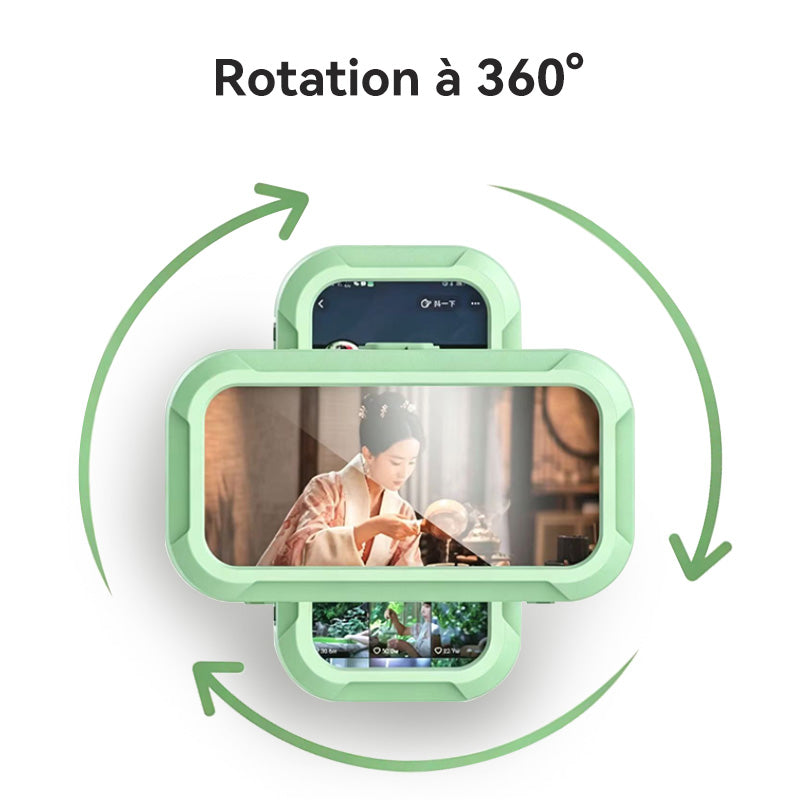 JORDAN&JUDY Étui étanche pour smartphone avec support étanche rotatif 360° tactile, sans perçage, pour la salle de bains, Vert
