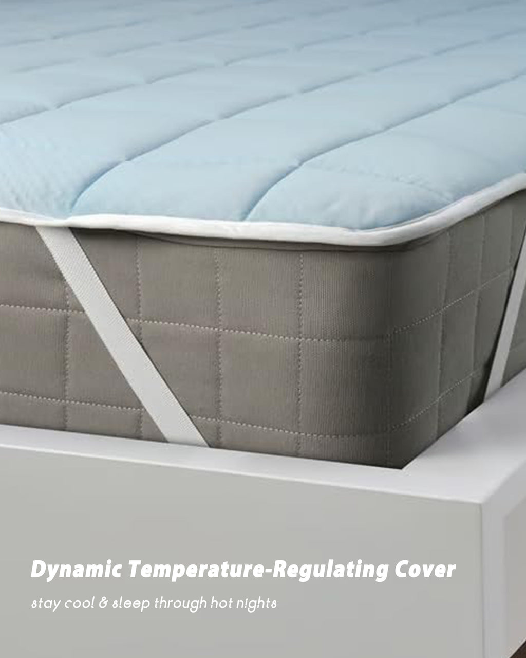 MENDALE Protège-matelas matelassé réversible – Housse réversible à double face pour un effet rafraîchissant – Bleu clair et beige – Remplie