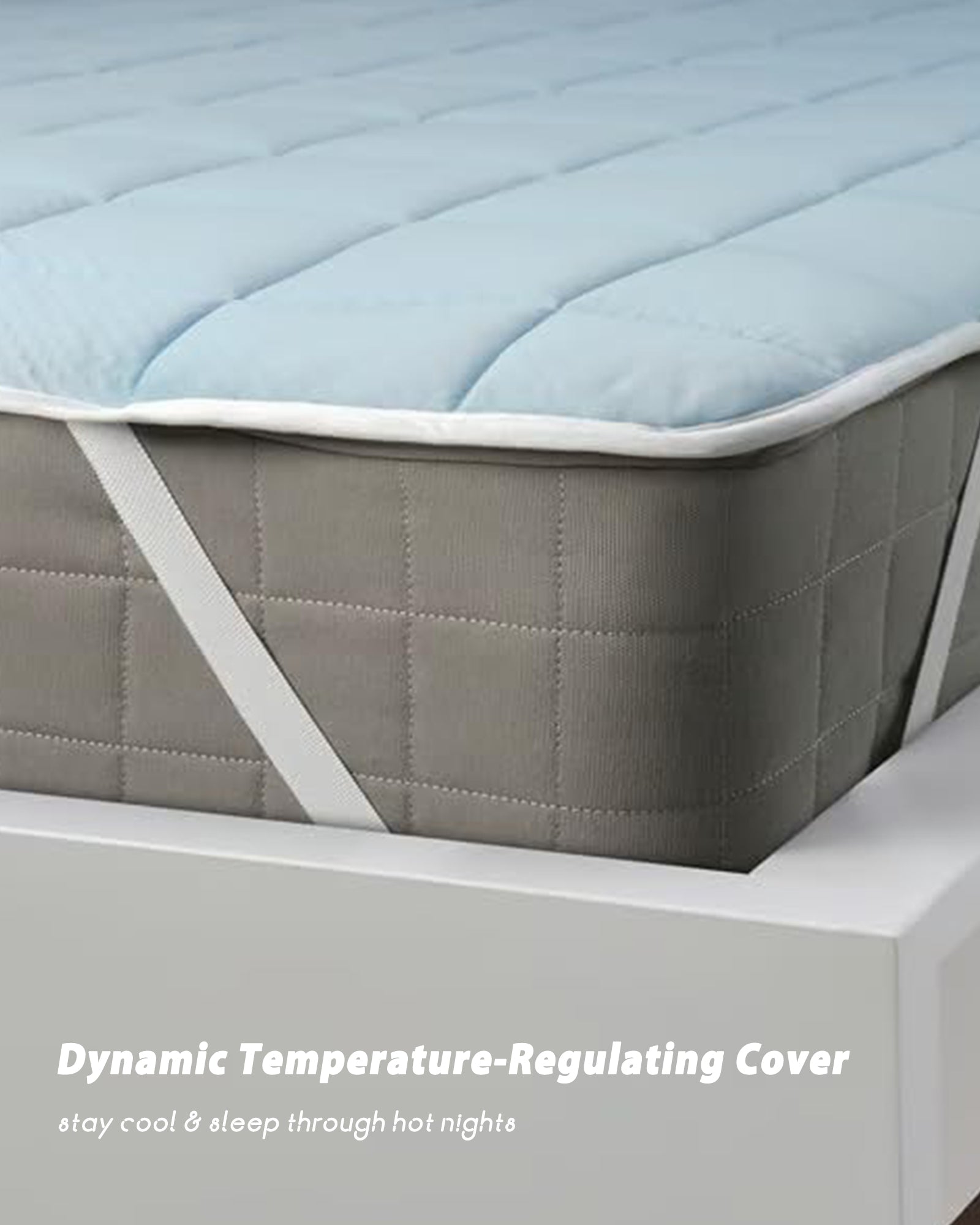 MENDALE Protège-matelas matelassé réversible – Housse réversible à double face pour un effet rafraîchissant – Bleu clair et beige – Remplie