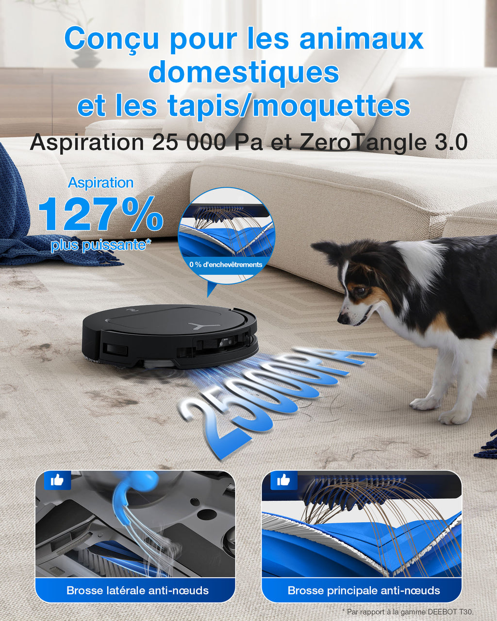 DEEBOT T50 OMNI robot aspirateur et laveur (Noir) avec station OMNI tout-en-un incluant le dosage du nettoyant, OZMO Turbo 2.0, jusqu'à 25 000 Pa de puissance d'aspiration