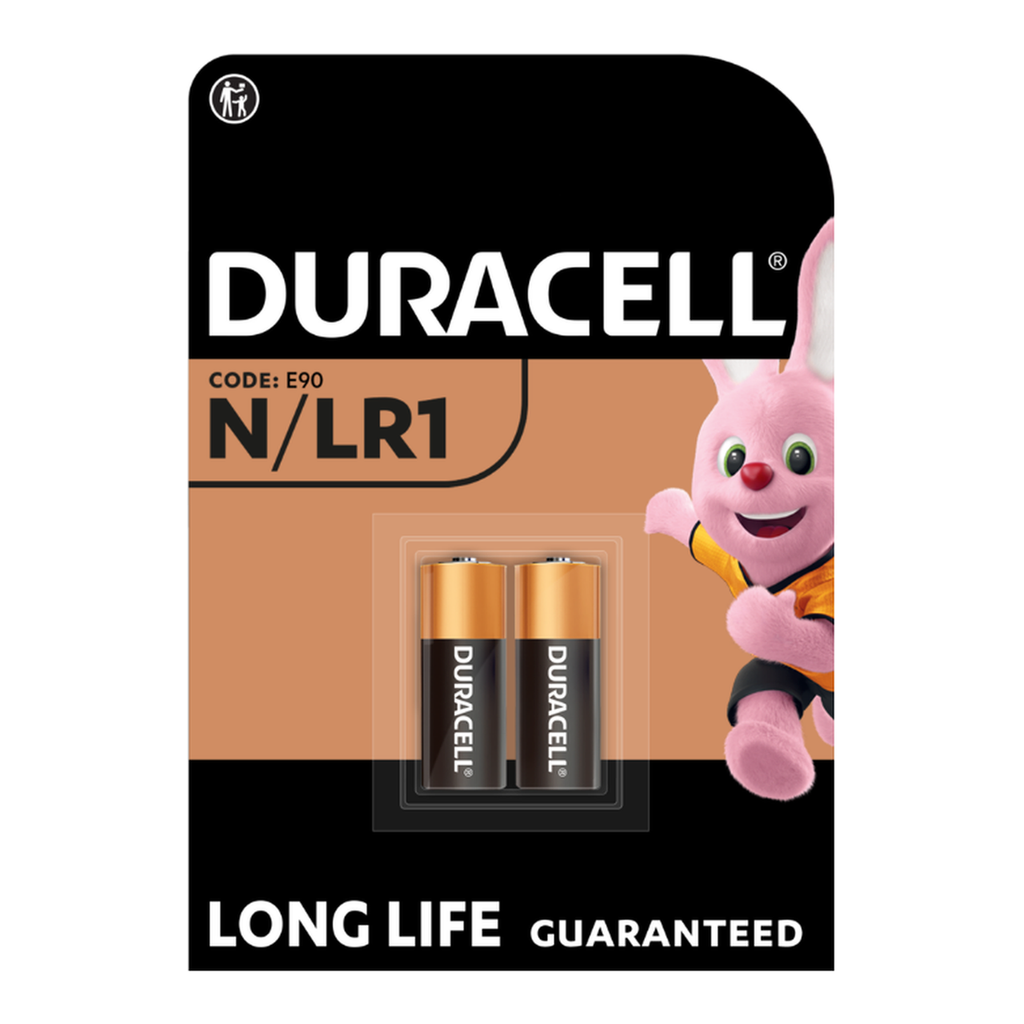 DURACELL Piles alcalines spéciales N 1,5 V (E90 / LR1), conçues pour une utilisation dans les lampes de poche, calculatrices et phares de vélo, lot de 2 piles