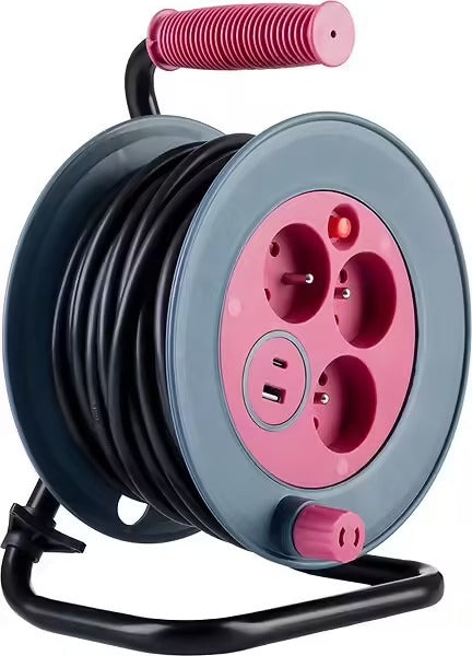 Zenitech Multiprise DIY à assembler soi-même avec 3 prises CA + 2 ports USB-A/USB-C - Rose