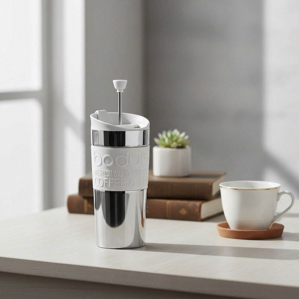 Bodum Cafetière à isolation sous vide en acier inoxydable blanc crème - 0,35 L