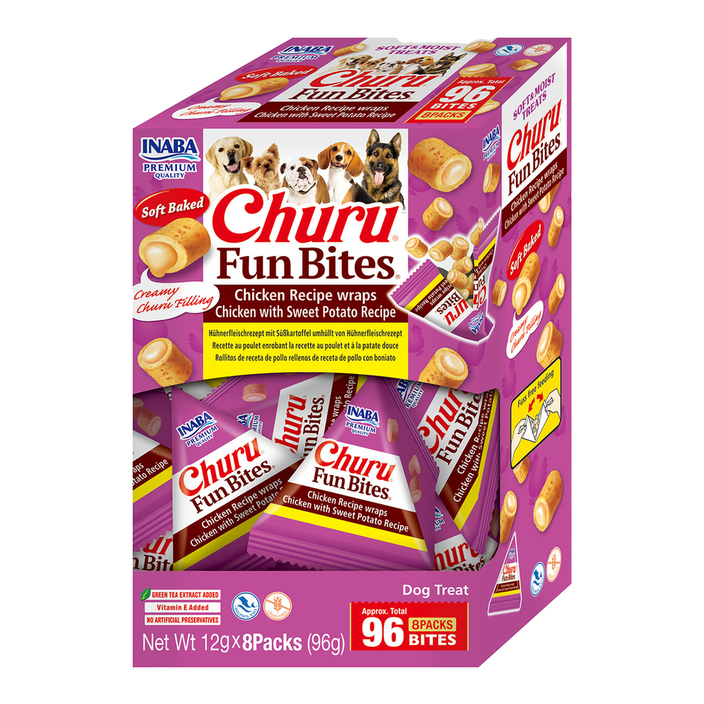 INABA Fun Bites Friandises pour chien - Roulés poulet et patate douce