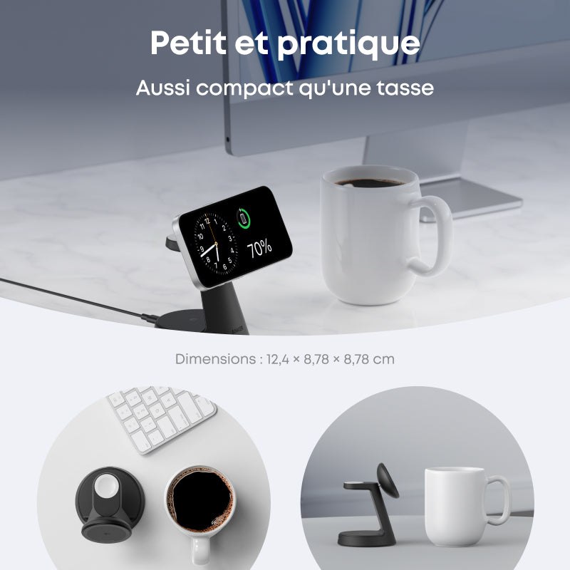 Anker MagGo Station de charge sans fil 3-en-1 support dock Kit câble et chargeur - Europe (hors prise UK) Golden 1