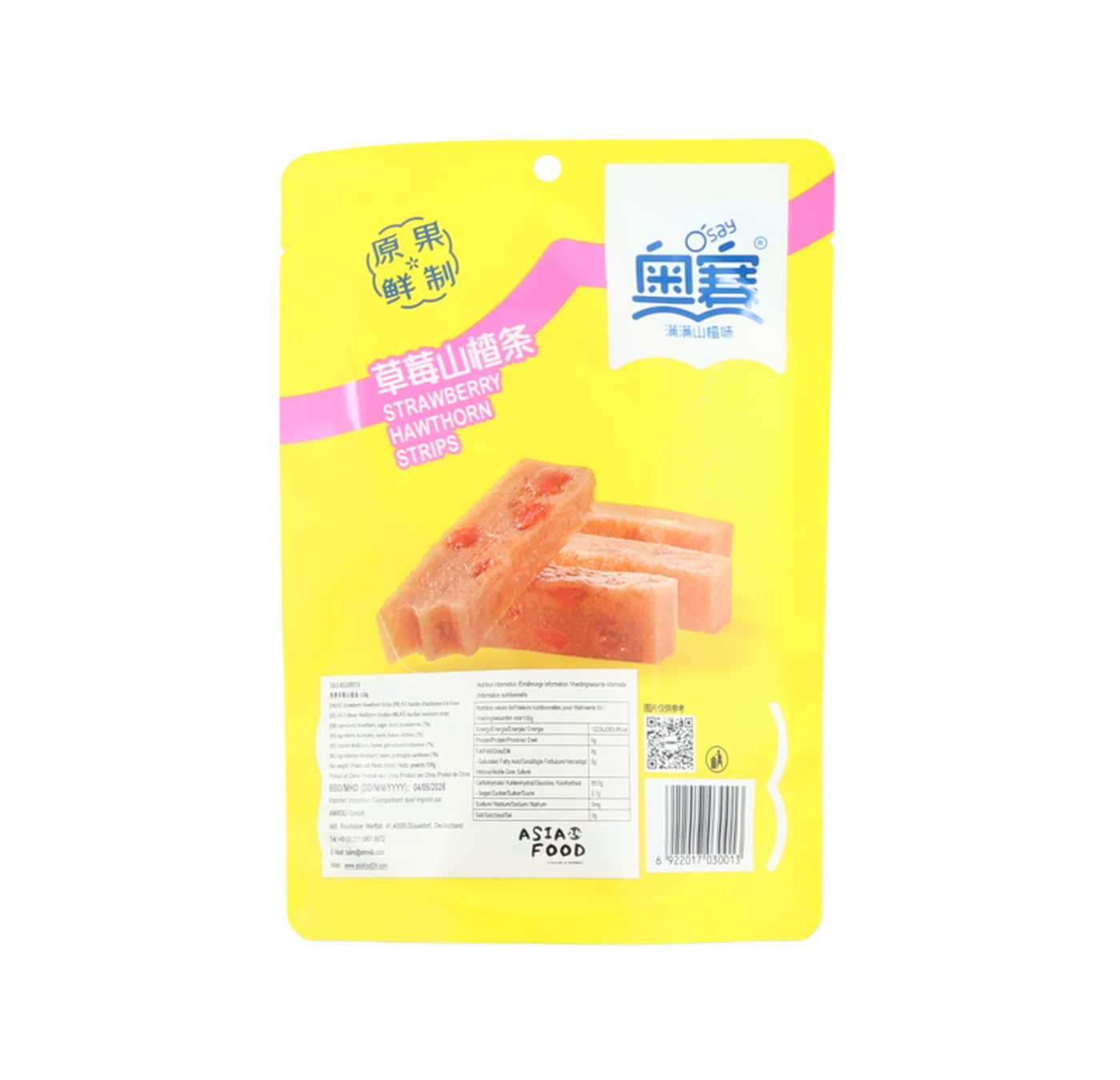 O'Say Bâtonnets fruités saveur fraise et aubépine - 118 g