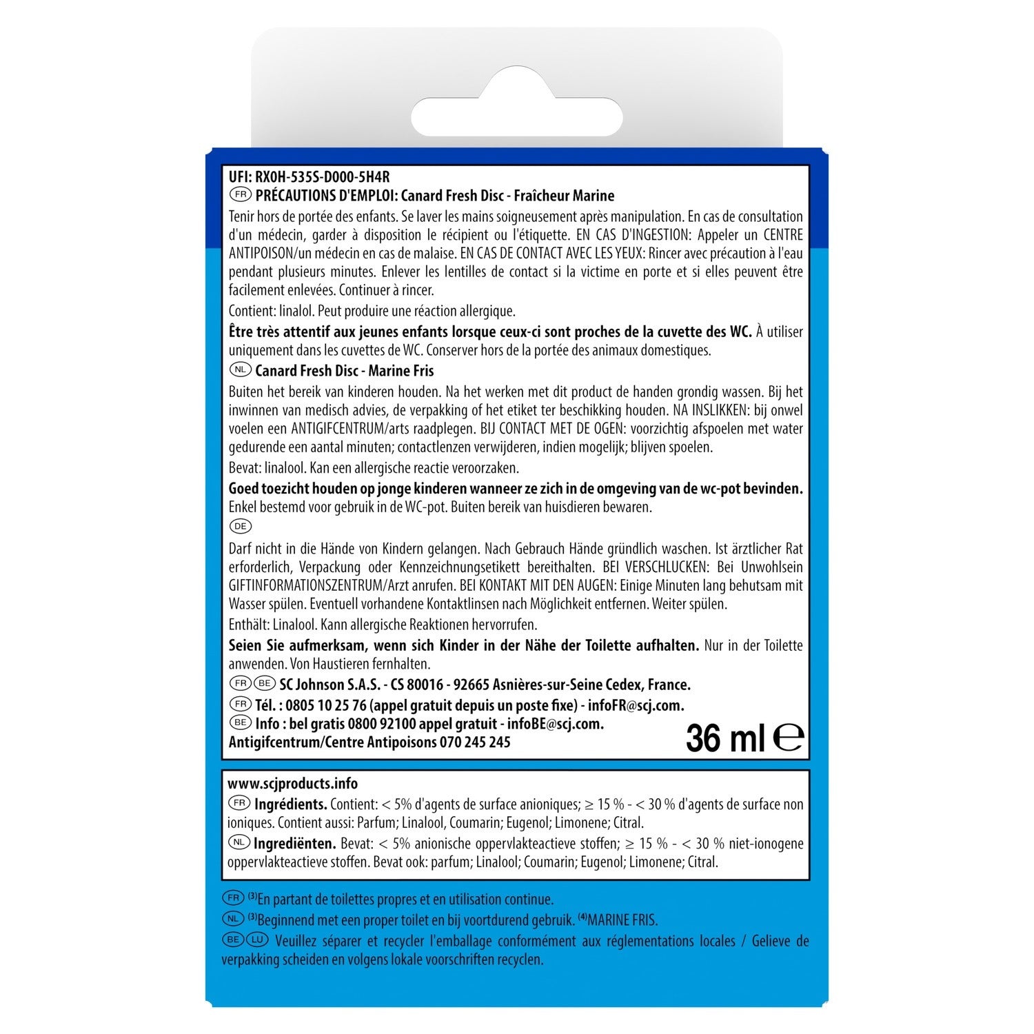 CANARD Fresh Disc Gel WC nettoyant et parfumant applicateur + 1 recharge anticalcaire Marine