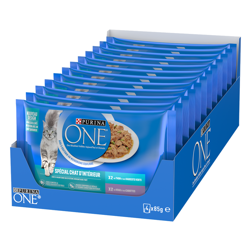 PURINA ONE Bifensis Sachets Fraîcheur pour Chat Adulte au Veau et au Thon (4 x 85g)