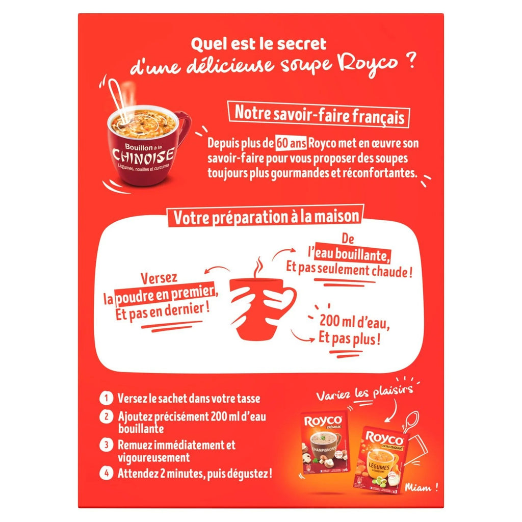 ROYCO Soupe de nouilles déshydratée carotte et champignon 3 x 20 cl (environ 3 portions)