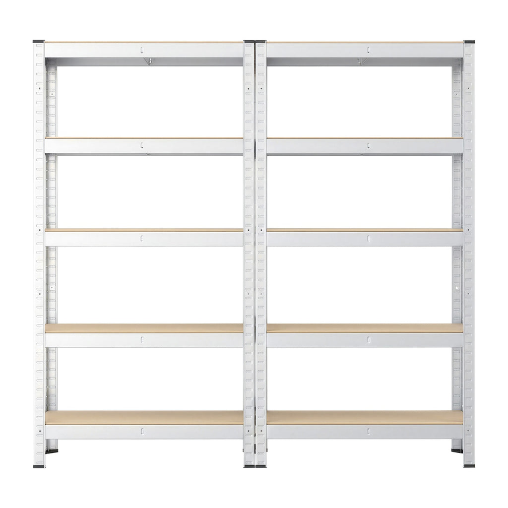 JOYFURNOS Lot de 2 Étagères de Rangement Robustes en Argent, 30 x 75 x 150 cm Chacune, Construction en Cadre en Acier avec 5 Étagères Réglables, Capacité de Charge Maximale 650 kg, Idéal pour la Cave ou le Garage