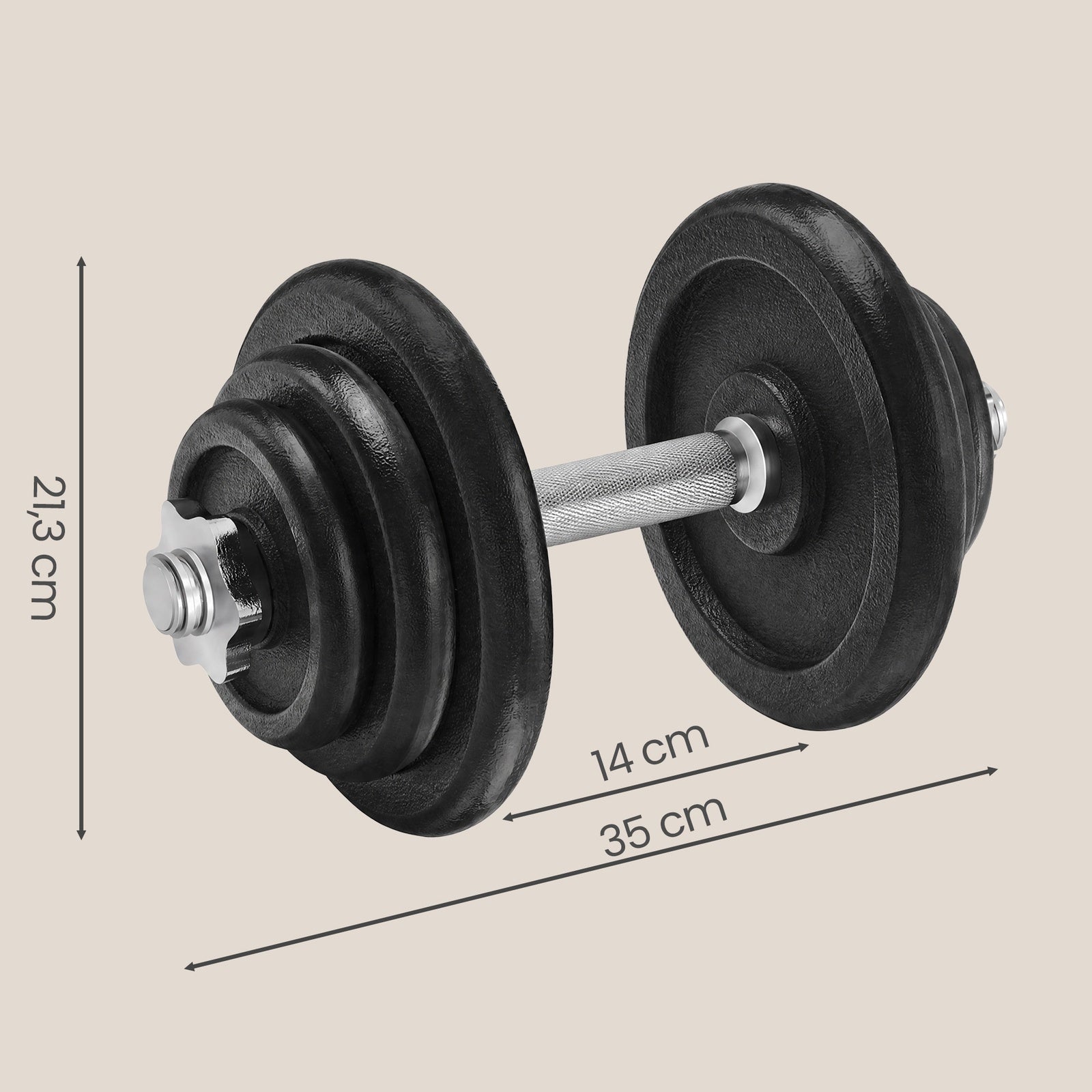 JOYFURNOSHaltères en fonte, disques de poids 20 kg, réglables pour entraînement hommes femmes, Noir