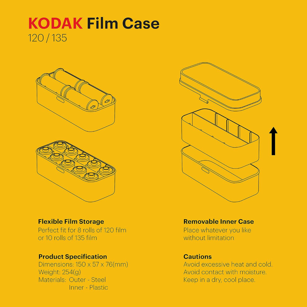 Kodak Boîte de rangement en métal pour film 120/135 mm Rouge