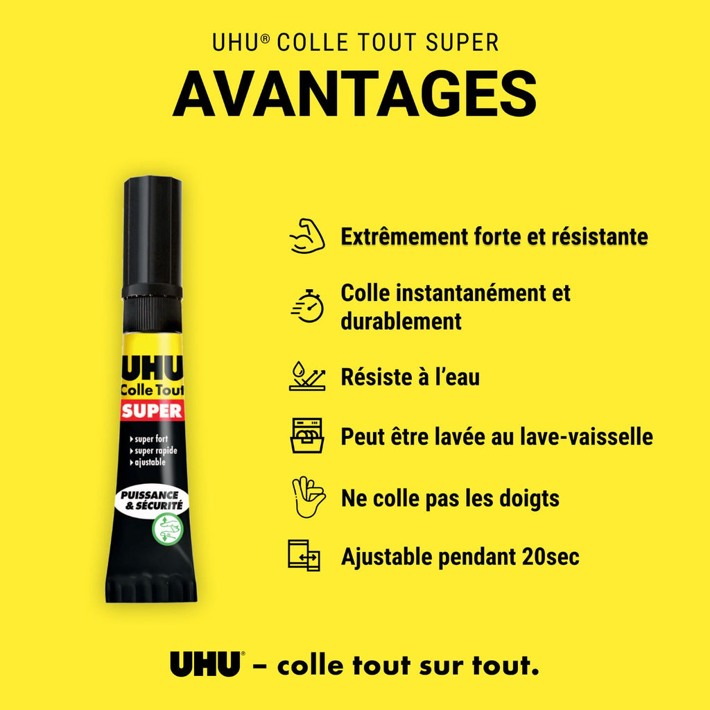 UHU COLLE TOUT SUPER FORMULE RENFORCEE LIQUIDE Tube 3 g