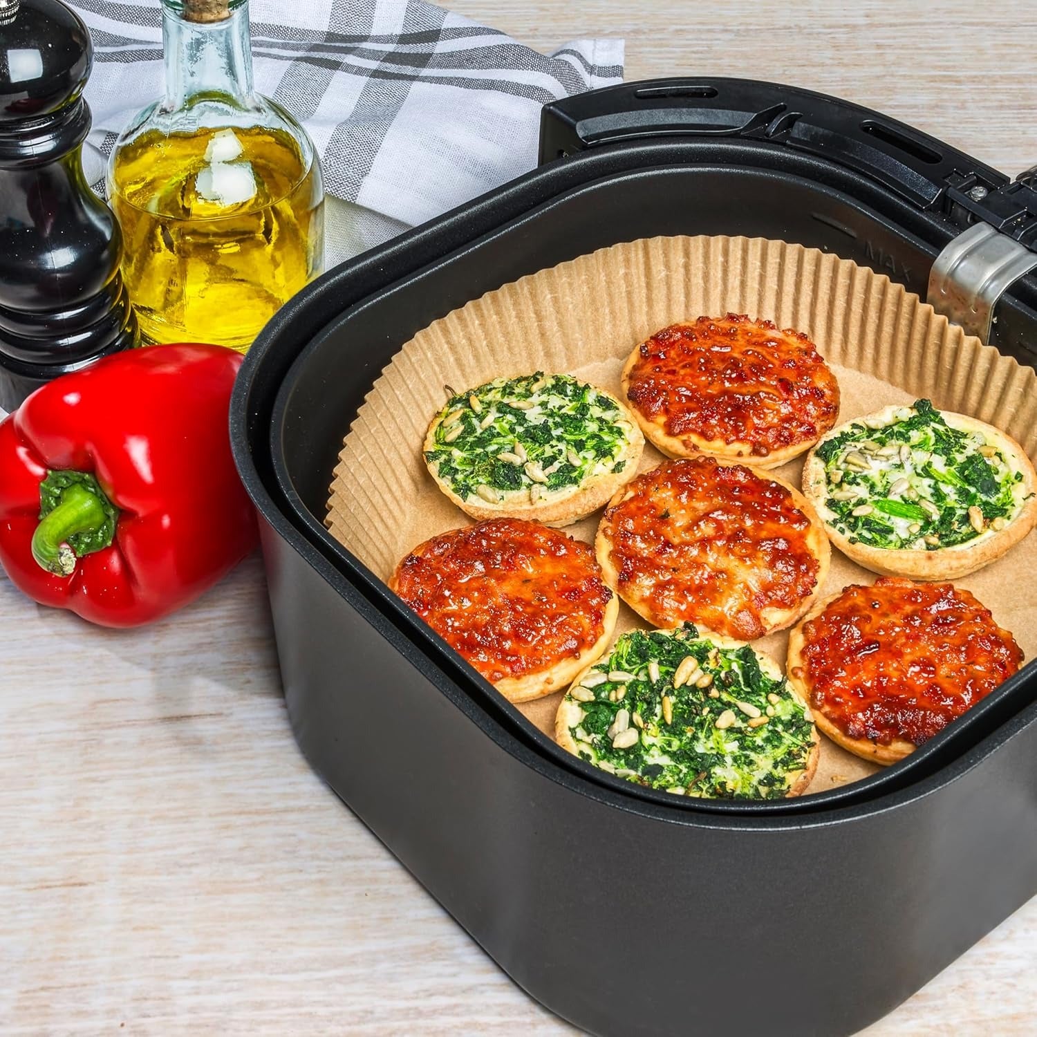 ALBAL Papier Cuisson pour Friteuse à Air, Antiadhésif, Certifié FSC, Diamètre 20 cm, 20 Feuilles