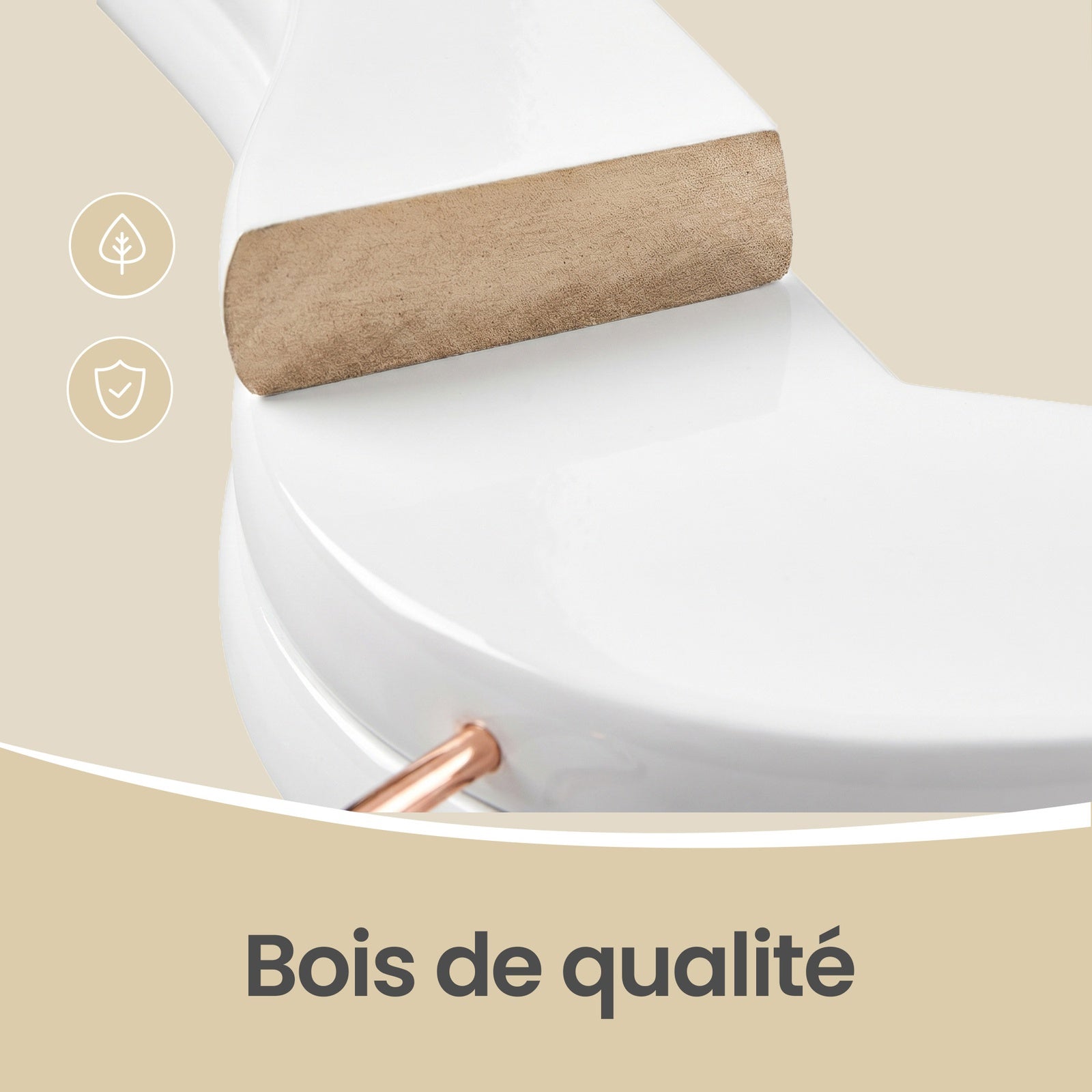 JOYFURNOS Cintres en Bois Massif, Lot de 20, Avec Rainures sur les Épaules, Pour Costumes, Chemises, Manteaux, Blanc et Or Rose