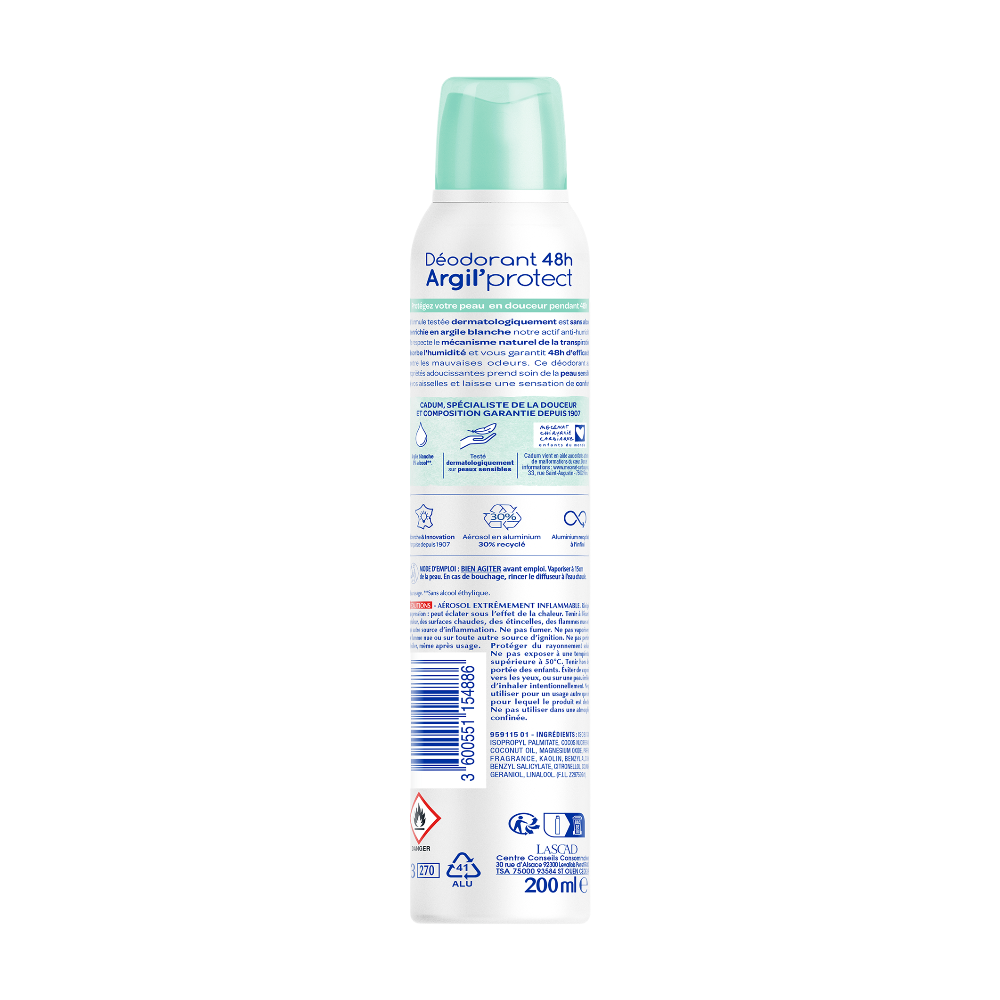 CADUM Déodorant aérosol femme coton 200ml