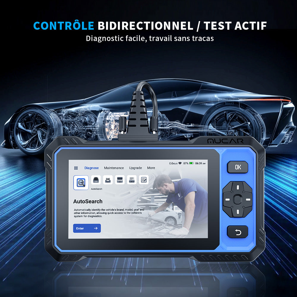 MUCAR 632 Outil de diagnostic OBD2, Scanner OBD2, Outil de diagnostic automobile assisté par IA, Outil d’analyse bidirectionnel automobile