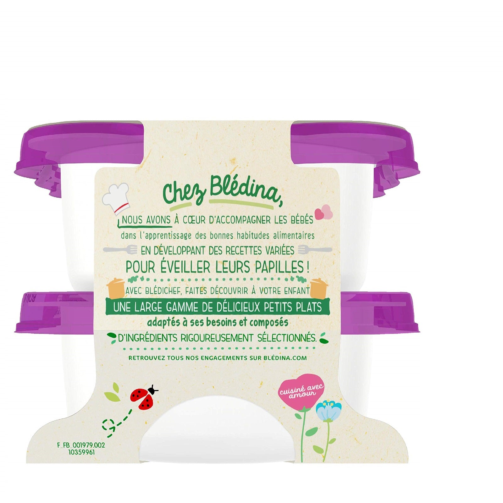 BLEDINA BLEDICHEF courgettes/macaroni dès 12 mois 2x230g
