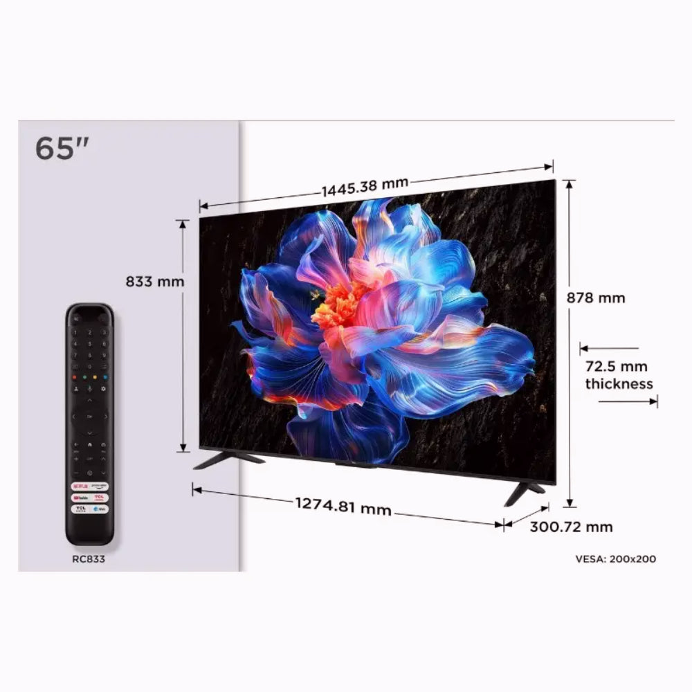 TCL 65P61K Téléviseur 4K UHD 65 pouces Smart TV LED HDR10 Google TV avec commande vocale HDMI 2.1