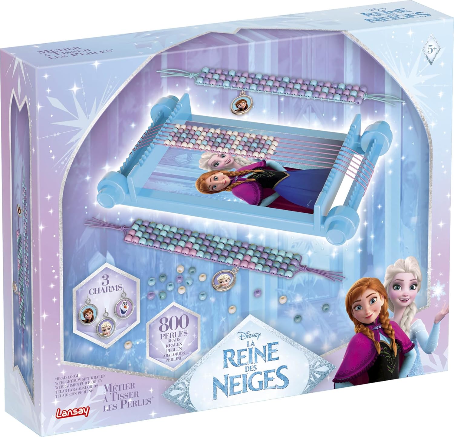 DISNEY LA REINE DES NEIGES - Kit Créatif Enfants avec Métier à Tisser, Perles, Fils et Charms Anna & Elsa
