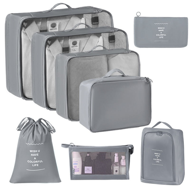 White Label DTK Cubes de rangement de voyage, set de 8 pièces, organisateurs de bagage légers, sachets de compression, gris, pour l’organisation de la valise