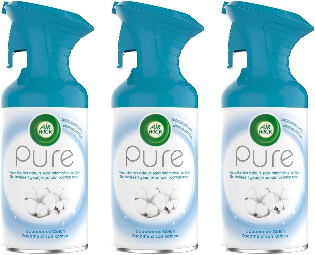 AIR WICK Pure Spray désodorisant neutralise les odeurs sans retombée humide Douceur de Coton 250 ml