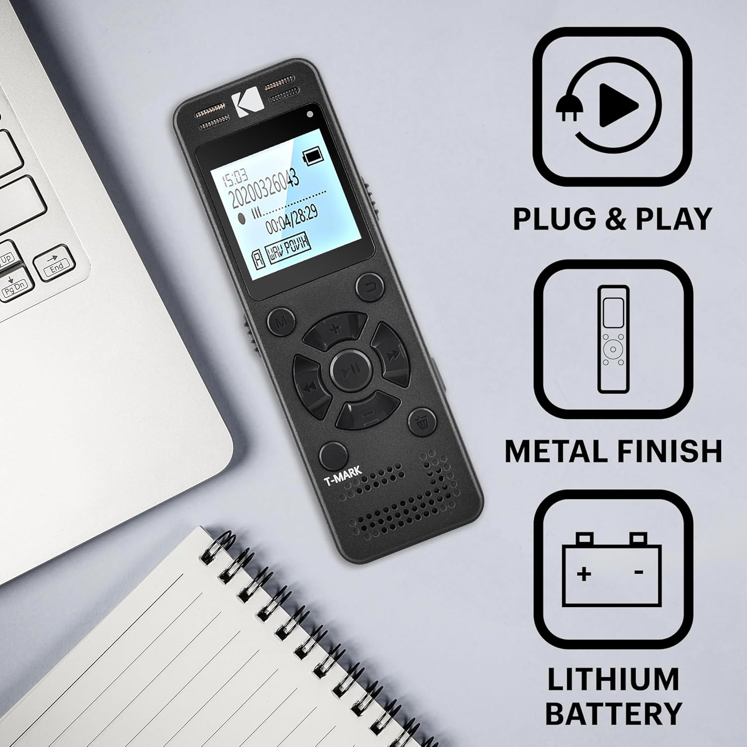 Kodak Dictaphone 8 Go Finition métal