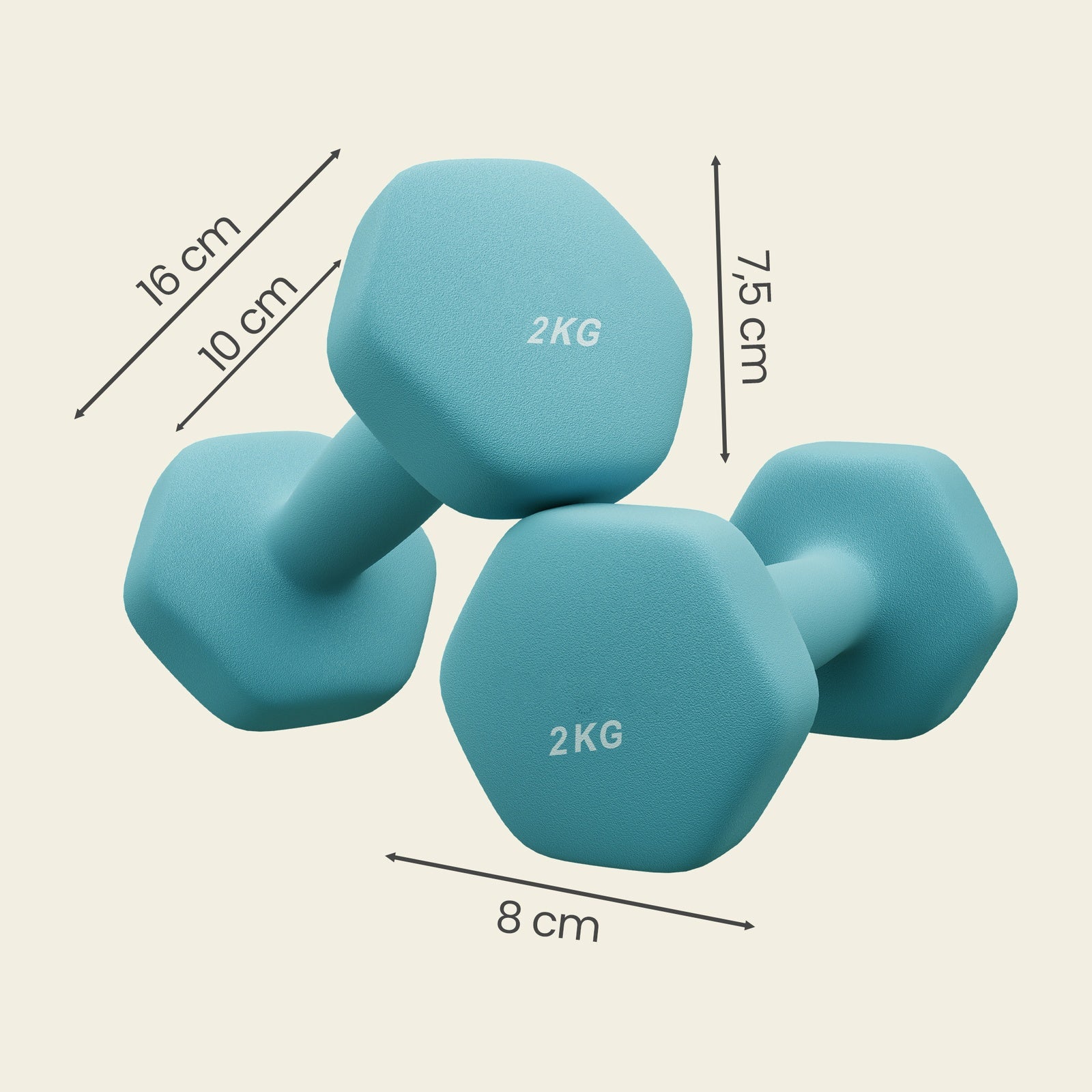 JOYFURNOSEnsemble d’haltères hexagonaux avec support – 3 paires : 1 kg, 2 kg, 3 kg, Revêtement néoprène mat – Haltères pour exercice à domicile