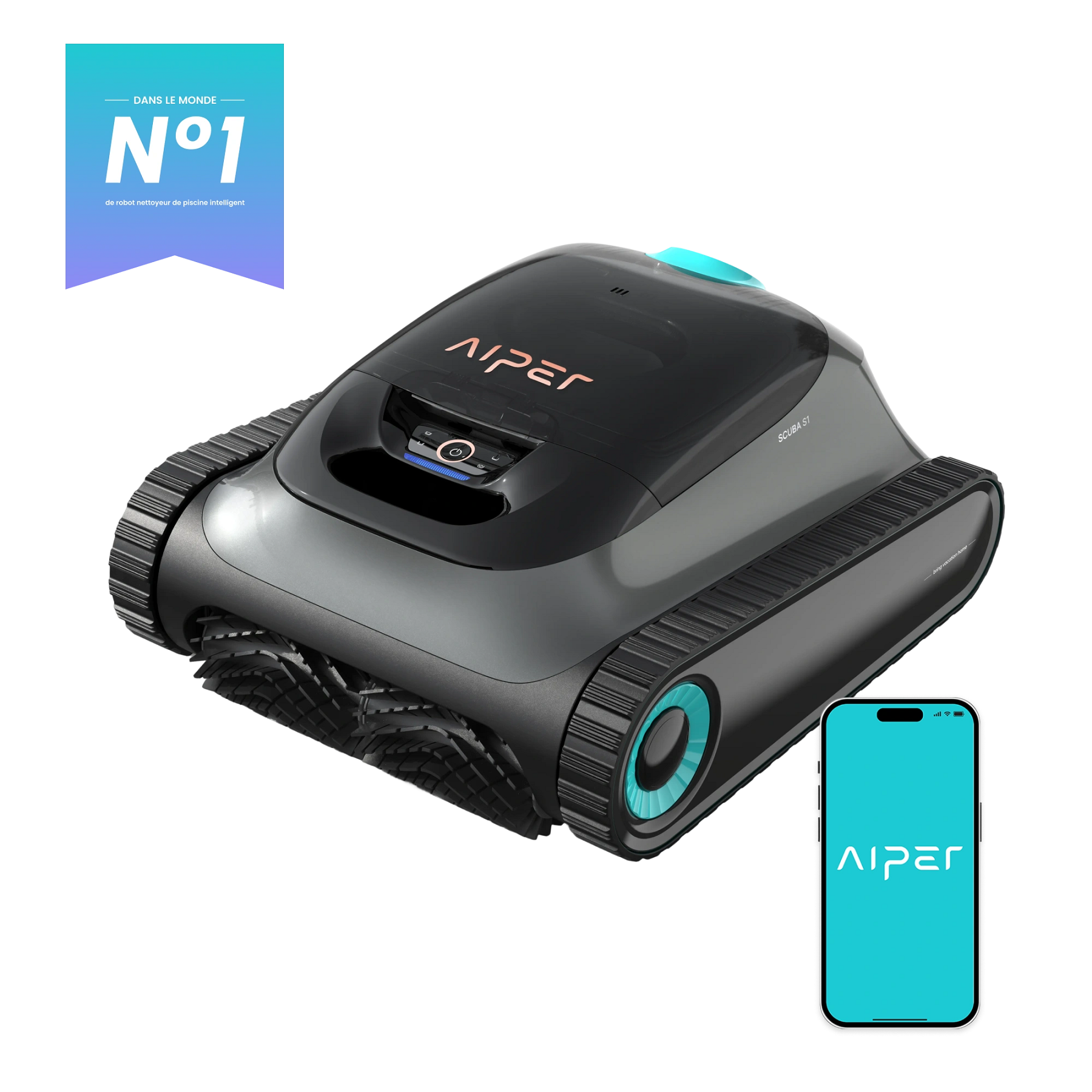 AIPER Scuba S1 Upgrade Robot Piscine Nettoyage Sol, Parois & Ligne d’Eau, Autonomie de 270 Min, Filtration Ultra-Fine, Navigation Intelligente, Application & Mises à Jour OTA